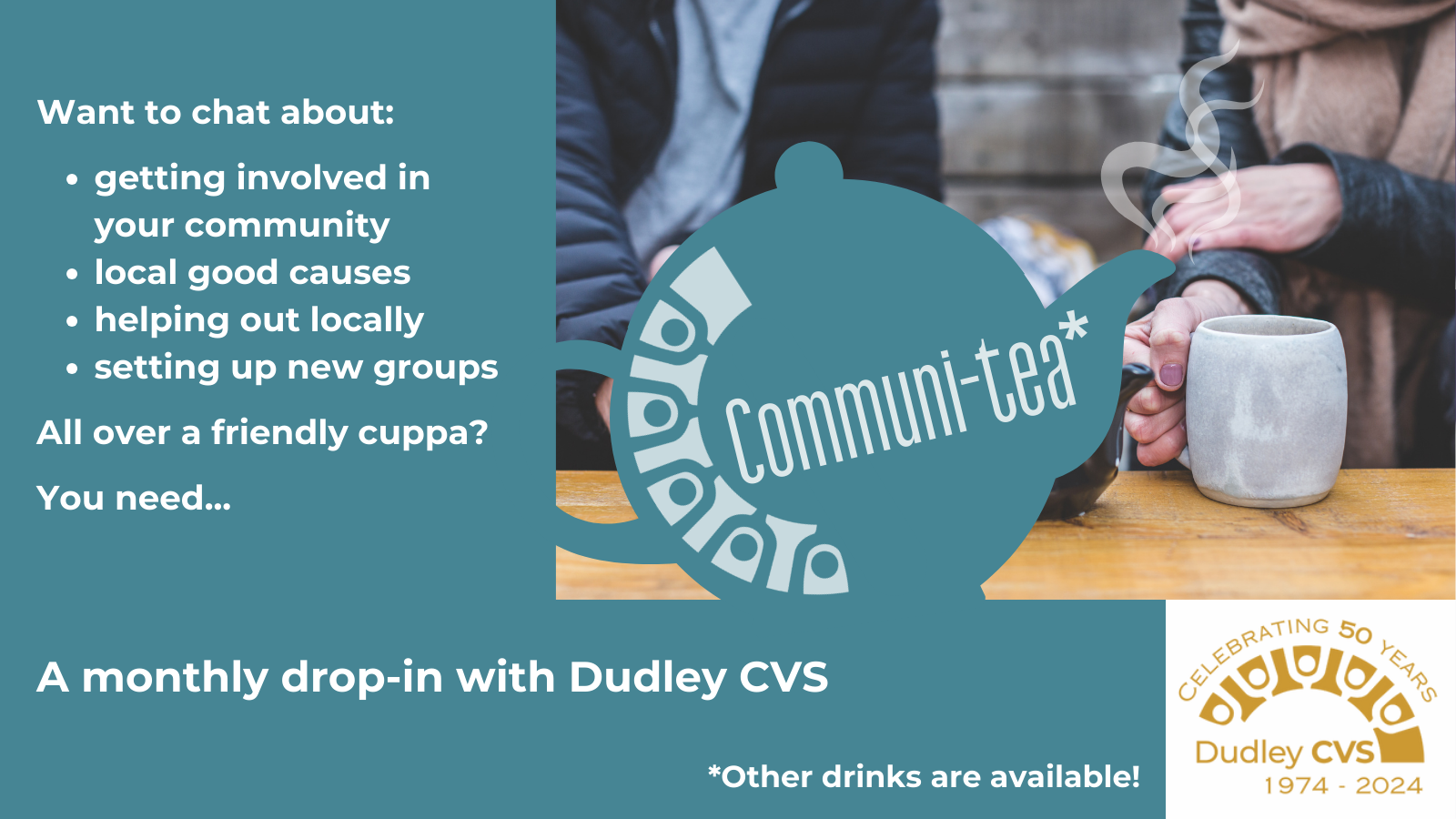 Featured image for “Communi-tea! The new monthly drop in with Dudley CVS”